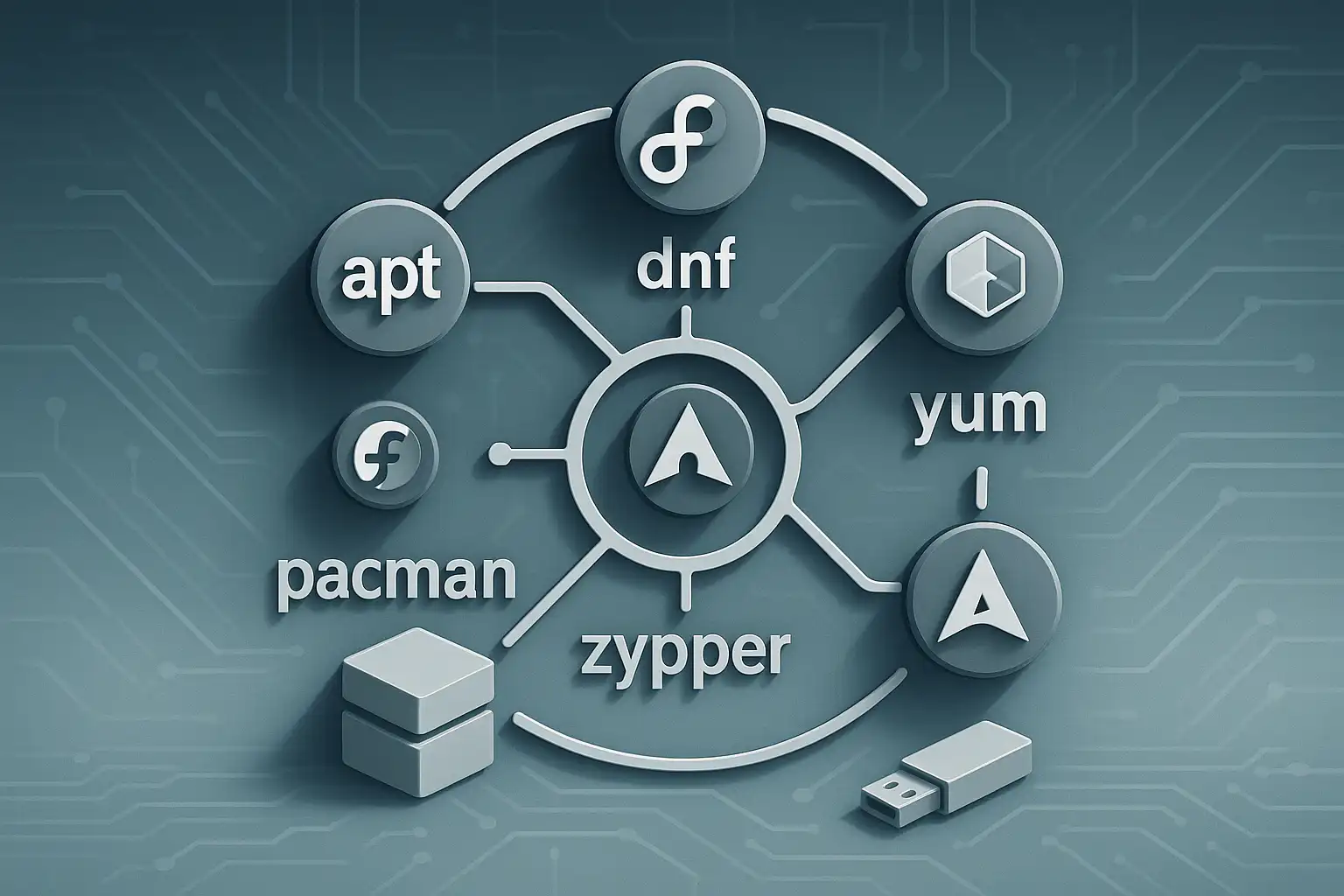 Linux'ta Paket Yöneticileri: apt, dnf, yum, pacman ve zypper Farkları Görseli